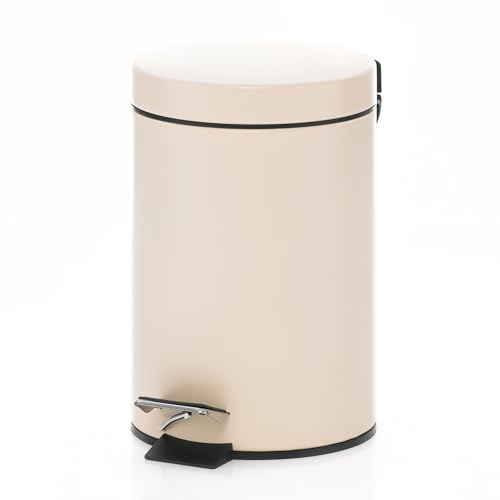 Poubelle cosmétique en métal beige 3L Poubelle cosmétique en métal beige 3L
