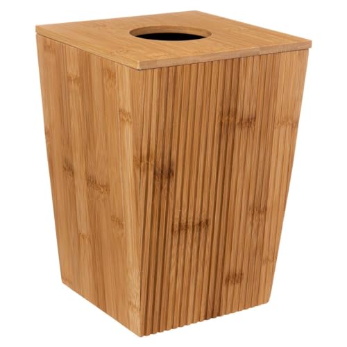 Poubelle de salle de bain en bambou 6L