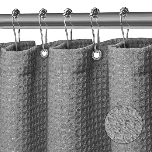 Rideau de Douche en Tissu Polyester Gris Rideau de Douche en Tissu Polyester Gris