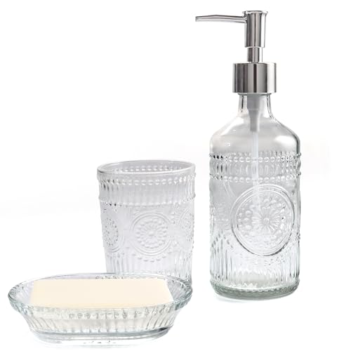 Set d'accessoires en verre pour salle de bain