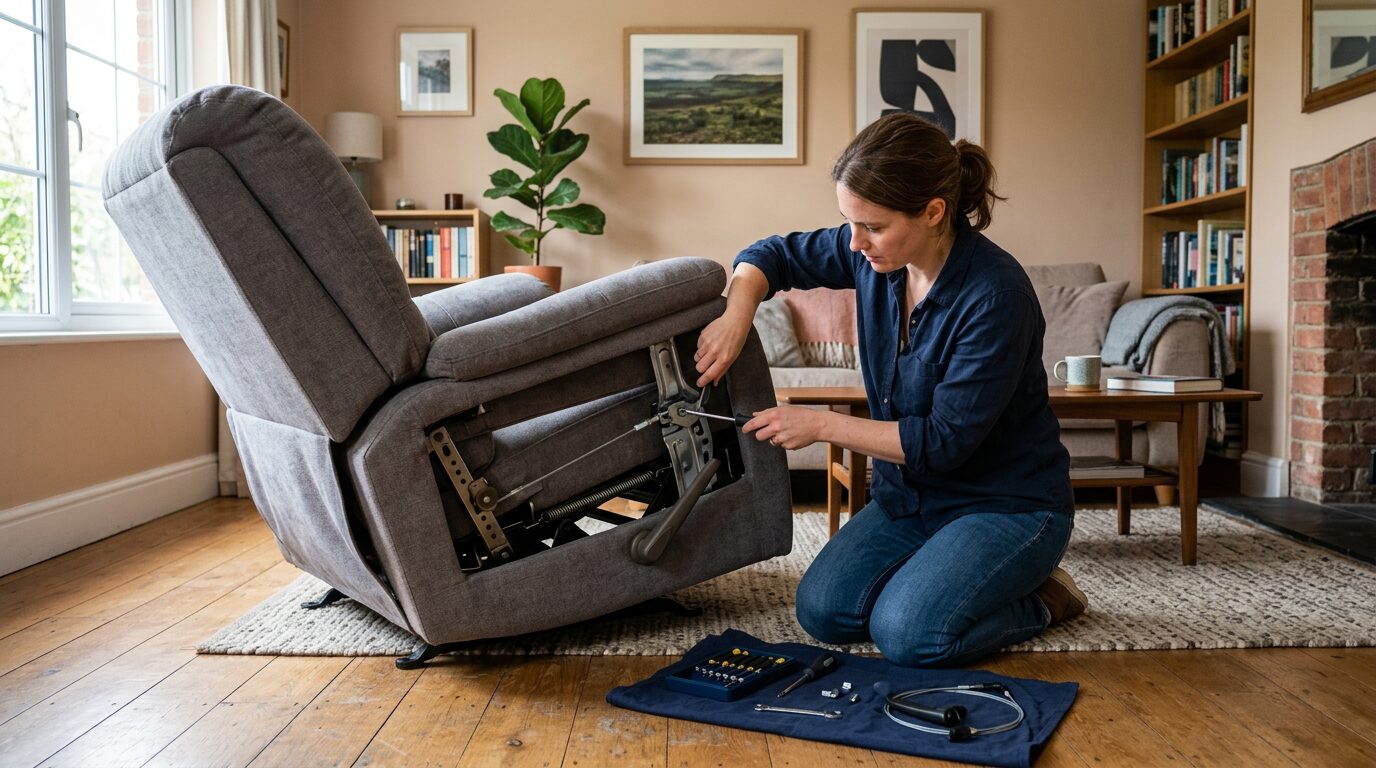 Remplacer le câble d'un fauteuil relax Remplacement du câble et de la poignée d'un fauteuil relax manuel dans un salon