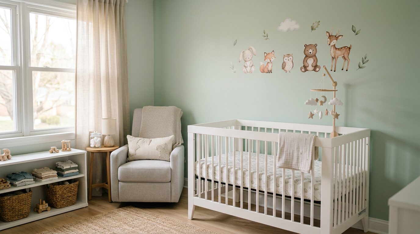 Sécurité stickers muraux lit bébé Stickers muraux animaux placés en hauteur loin de la portée d'un bébé dans son lit