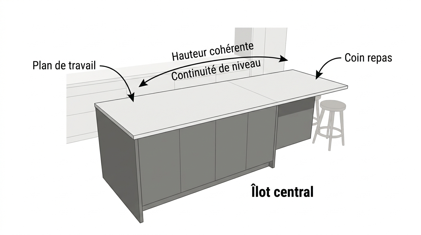 Schéma proportions d'un îlot central dans une cuisine Meilleures proportions d'un îlot central dans une cuisine