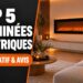 Top 5 des meilleures cheminées électriques : comparatif et avis, cheminée murale aux flammes LED dans un salon chaleureux