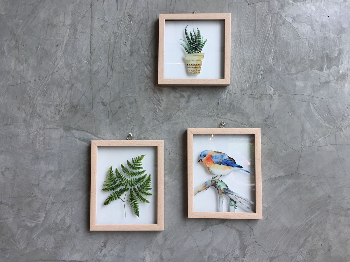 Mur galerie animalier minimaliste avec tableau oiseau Cadres muraux minimalistes avec illustration d'oiseau et de plante