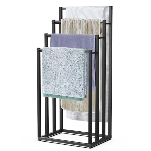 Porte-Serviettes Autoportant en Métal Noir Porte-Serviettes Autoportant en Métal Noir