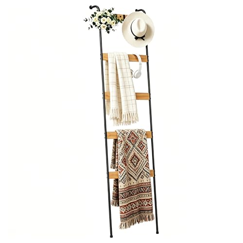 Porte-Serviettes Échelle en Bambou avec Crochets Porte-Serviettes Échelle en Bambou avec Crochets