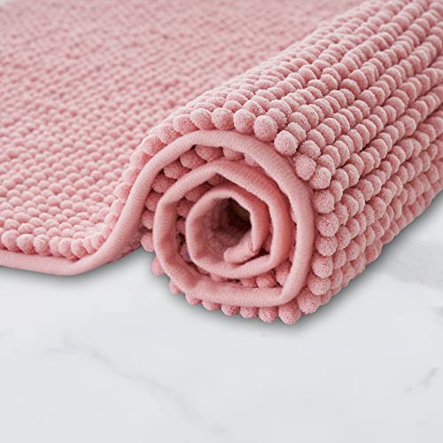 Tapis de Bain Antidérapant en Chenille Rose Tapis de Bain Antidérapant en Chenille Rose