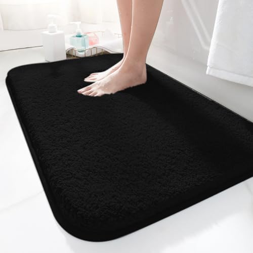 Tapis de bain antidérapant en microfibre noir Tapis de bain antidérapant en microfibre noir