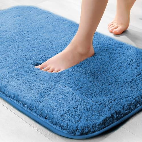 Tapis de bain en microfibre bleu Tapis de bain en microfibre bleu
