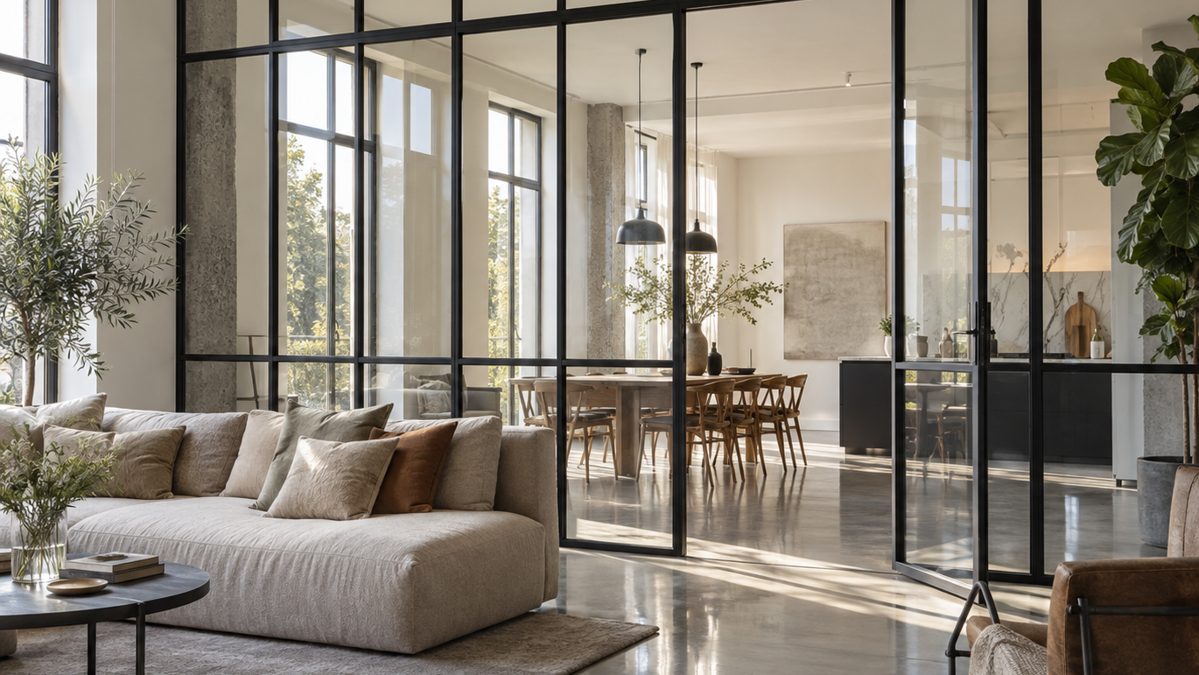 Verrière d'intérieur alternative à l'imposte vitrée Verrière d'intérieur à structure métallique fine, alternative à l'imposte vitrée pour séparer deux pièces