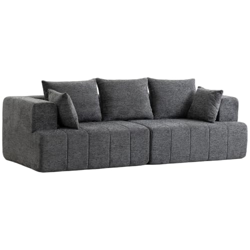 Canapé 3 Places en Chenille Gris Confortable Canapé 3 Places en Chenille Gris Confortable