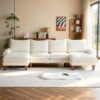 Canapé d'angle 4 places en velours beige Canapé d'angle 4 places en velours beige
