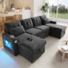 Canapé d'angle Convertible avec USB et LED