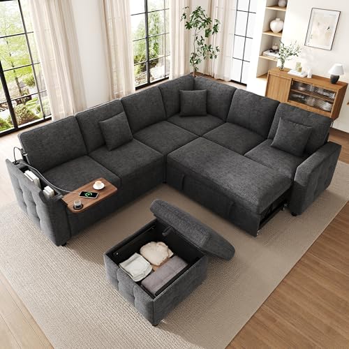 Canapé d'Angle Convertible en Chenille