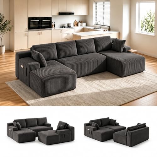 Canapé d'angle modulable en U gris foncé Canapé d'angle modulable en U gris foncé