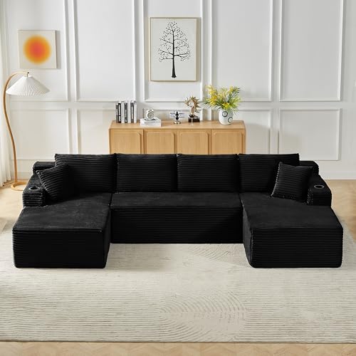 Canapé d'Angle Modulable en Velours Noir