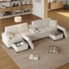 Canapé en U modulable avec poufs en velours Canapé en U modulable avec poufs en velours