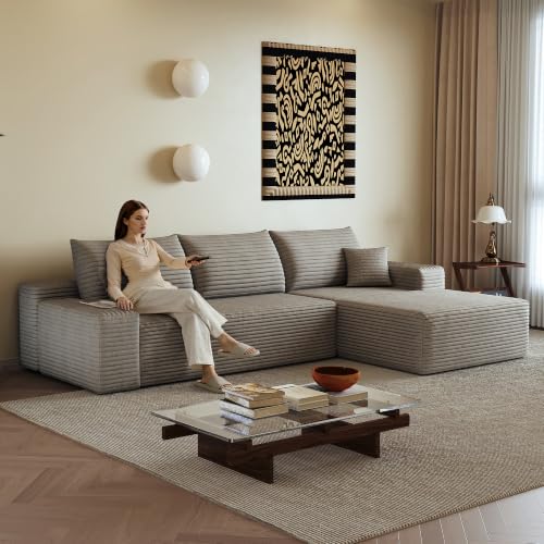 Canapé modulaire 270 cm en velours côtelé