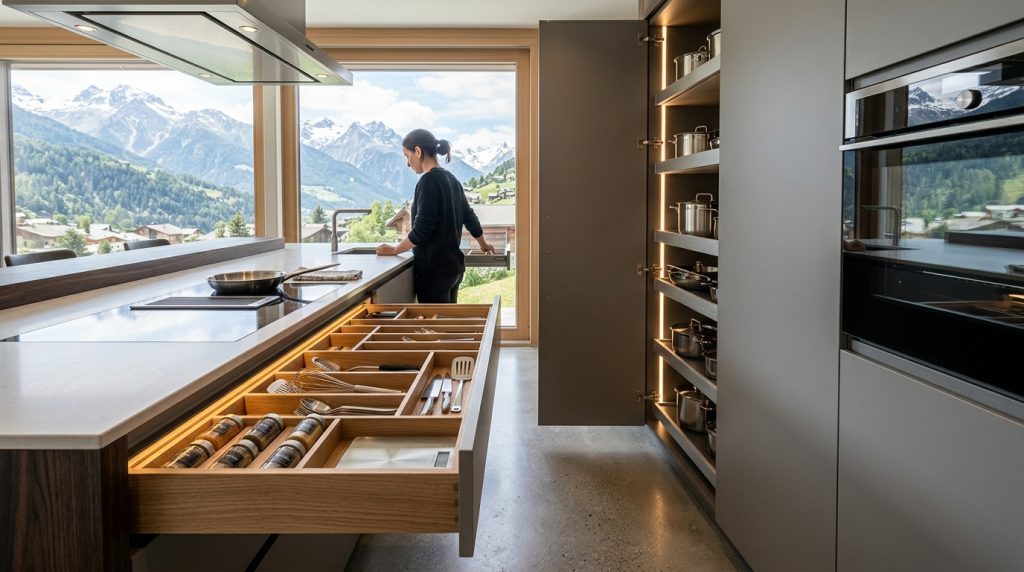 Cuisine sur mesure parfaitement aménagée dans le canton du Valais