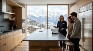 Cuisiniste avec ses clients dans le canton du Valais