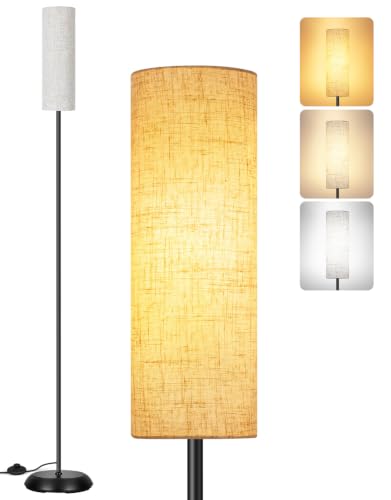Lampadaire Métal LED avec Abat-Jour Lin