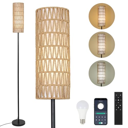 Lampe de sol Rayofly en rotin