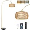 Lampe Dorée Moderne Boho avec Abat-jour en Rotin Lampe Dorée Moderne Boho avec Abat-jour en Rotin