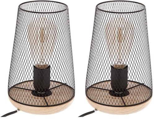 Lampe Zely noire en métal et bois
