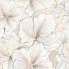 Papier Peint Adhésif Hibiscus Blanc et Beige
