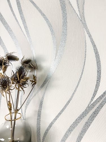 Papier Peint Intissé Blanc et Argent Papier Peint Intissé Blanc et Argent