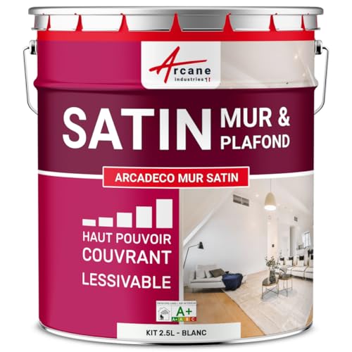Peinture Satinée Lessivable ARCADÉCO 2.5 L Blanc