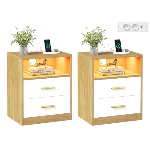 Table de Chevet avec Multiprise et LED