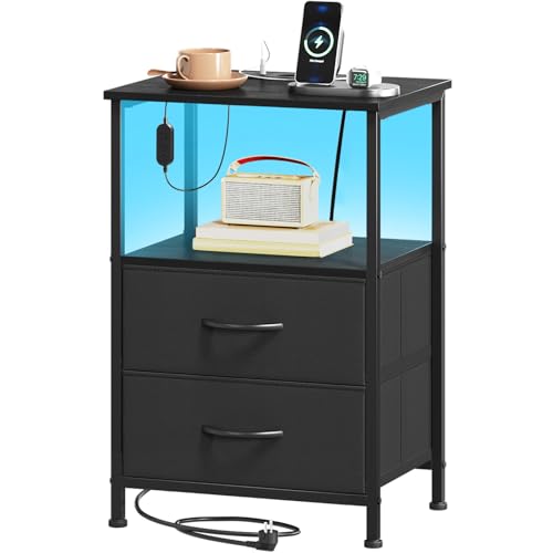 Table de Chevet LED Somdot avec Rangement